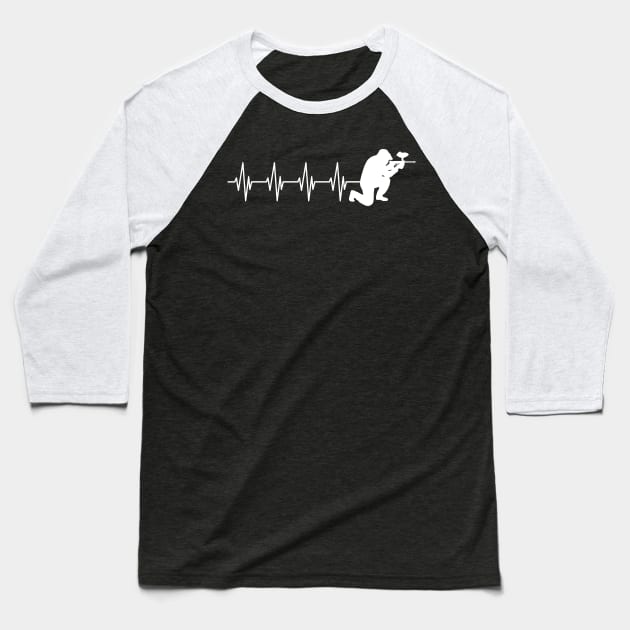 Airsoft Player Heartbeat Baseball T-Shirt by KC Happy Shop